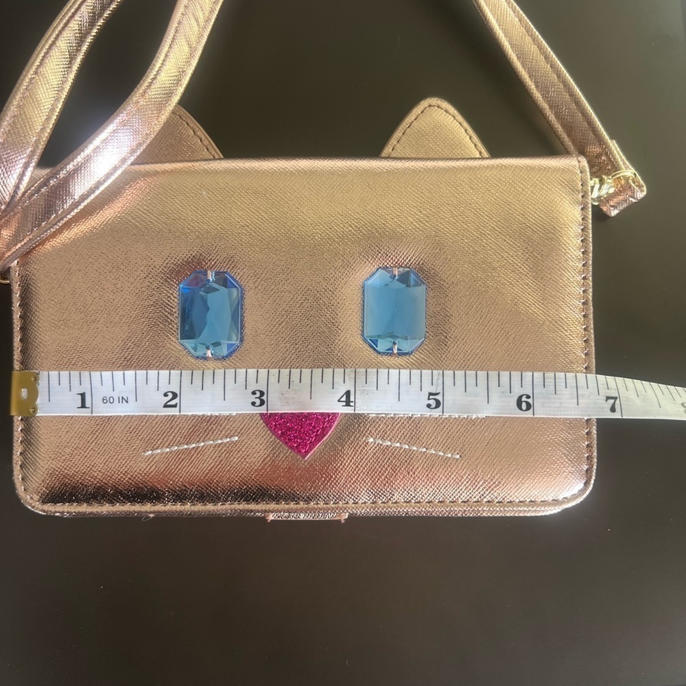 Betsey Johnson Rose Gold Cat Face Crossbody Bag - Picture 4 of 7